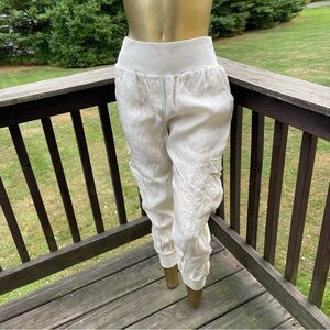 Cinq a Sept 5 7 jogger cargo pants Giles high elastic waist satiny ivory large